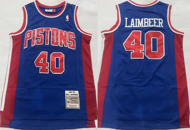 Men's Detroit Pistons #40 Bill Laimbeer Blue 1988-89 Stitched Jersey